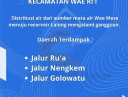 Perumda Tirta Komodo Umumkan Gangguan Distribusi Air di Wae Ri’i, Pelanggan Diminta Siapkan Cadangan Air